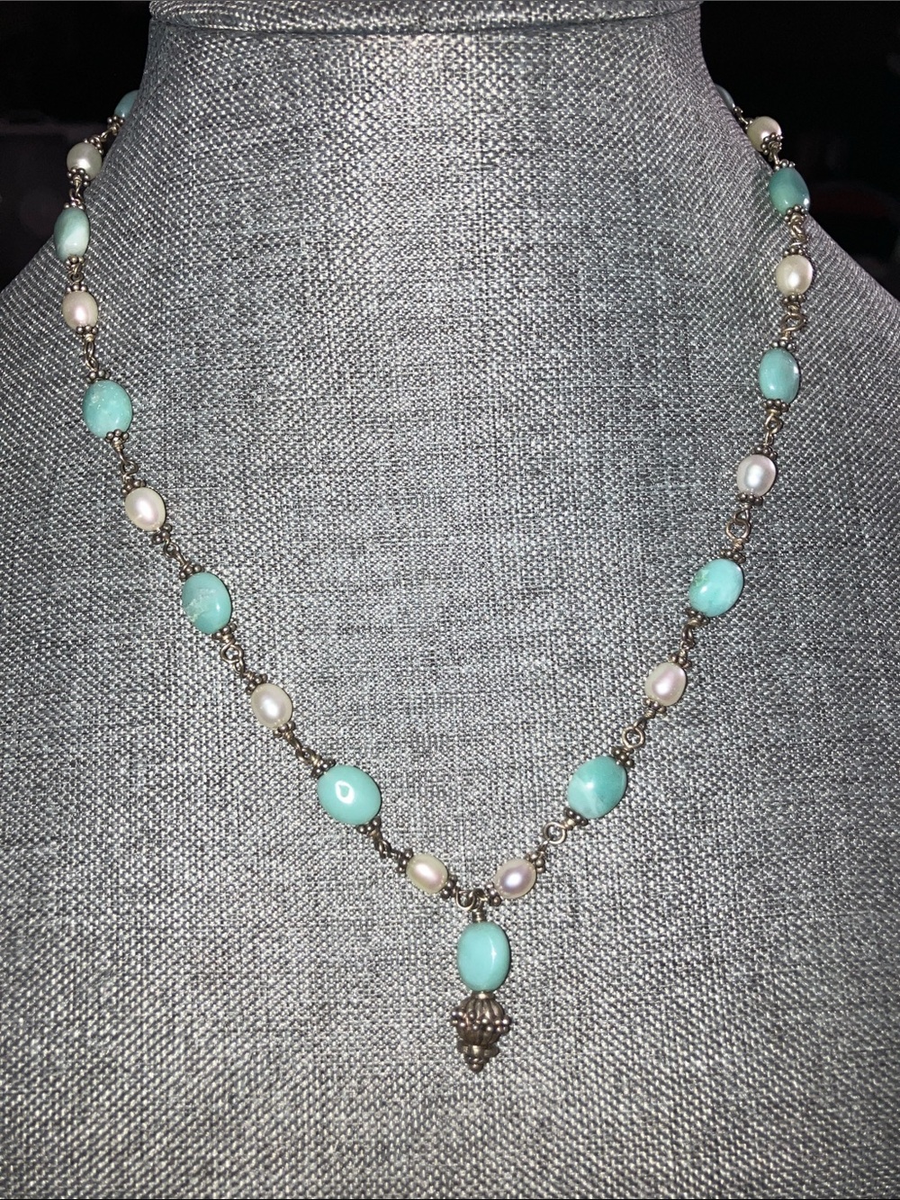 Beautiful Larimar and Pearl Necklace